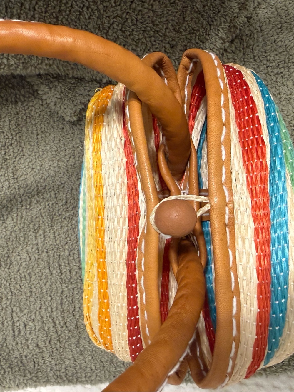 Vintage Woven Straw Top-Handle Bag in Multicolor - Picture 4 of 7